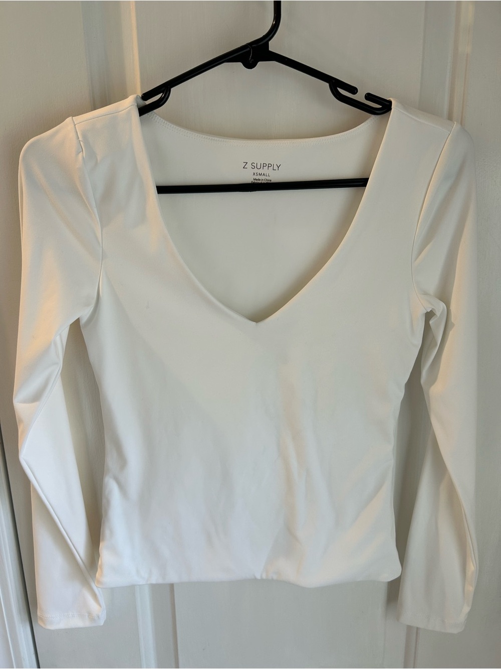 Z Supply White LS V-Neck Tee